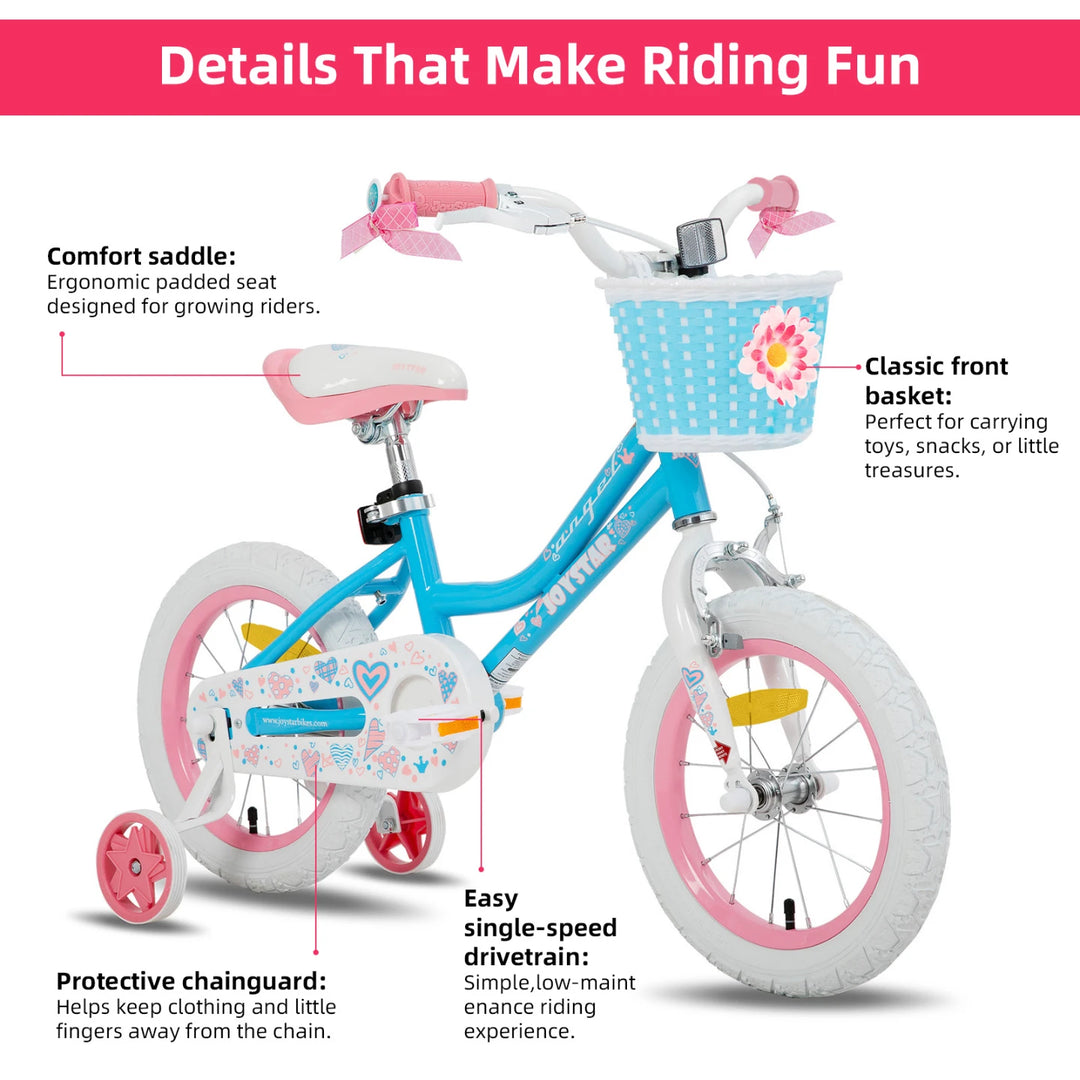 JOYSTAR Angel Girls Bike with Training Wheels & Basket