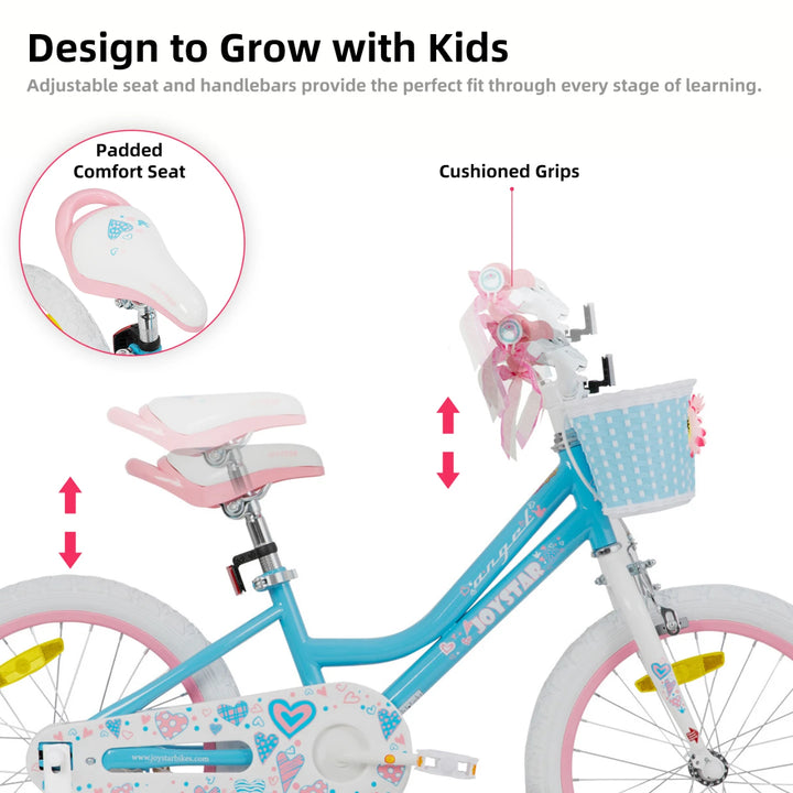 JOYSTAR Angel Girls Bike with Training Wheels & Basket
