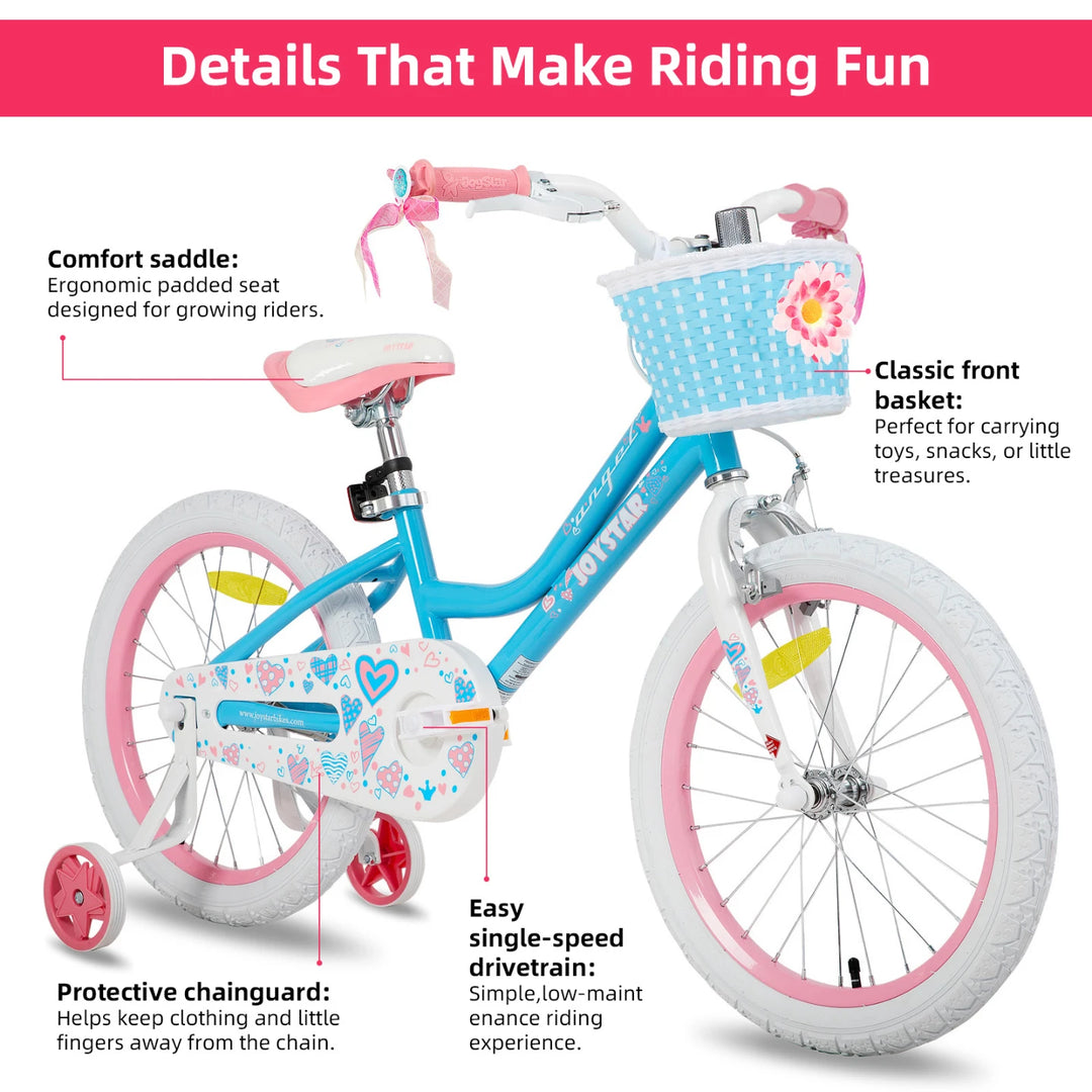 JOYSTAR Angel Girls Bike with Training Wheels & Basket