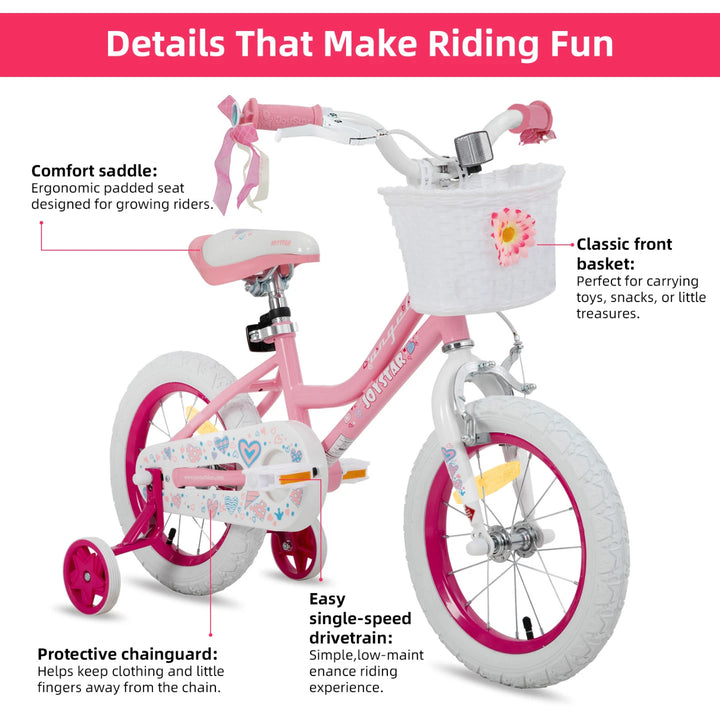 JOYSTAR Angel Girls Bike with Training Wheels & Basket