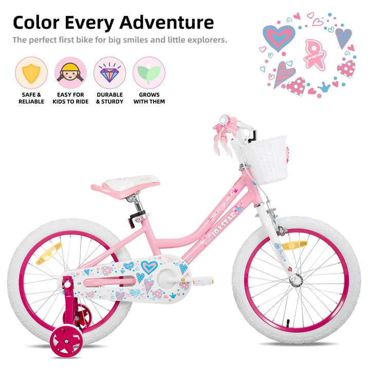 JOYSTAR Angel Girls Bike with Training Wheels & Basket