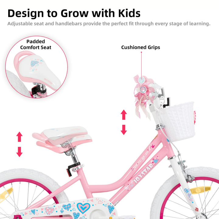 JOYSTAR Angel Girls Bike with Training Wheels & Basket
