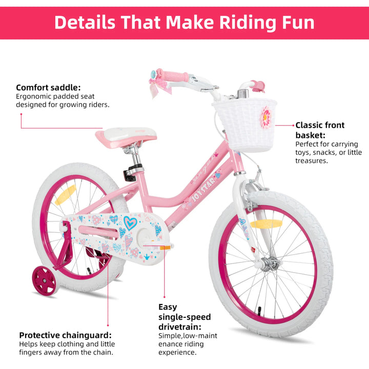 JOYSTAR Angel Girls Bike with Training Wheels & Basket