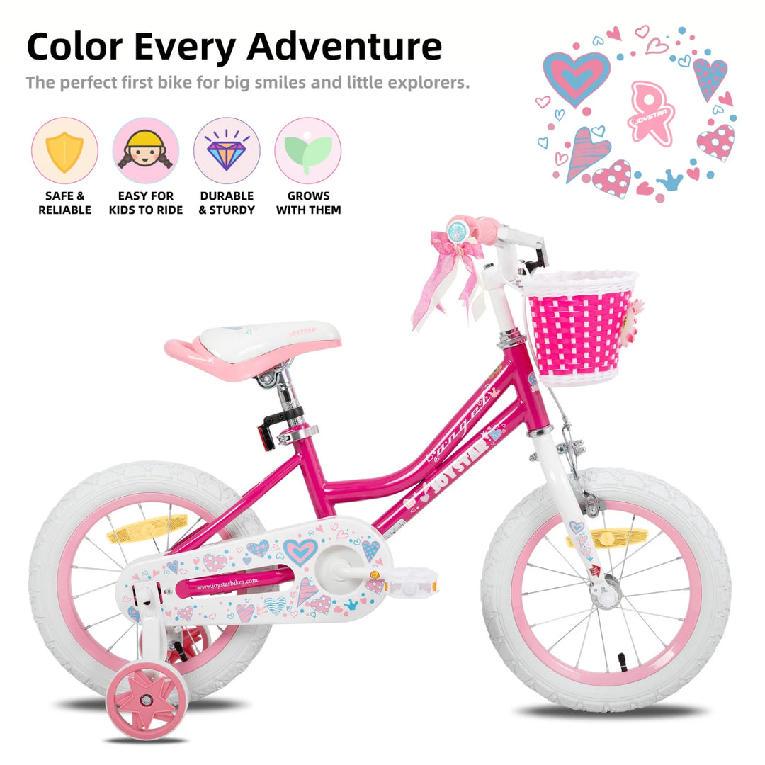 JOYSTAR Angel Girls Bike with Training Wheels & Basket
