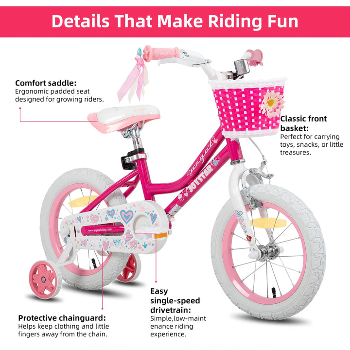 JOYSTAR Angel Girls Bike with Training Wheels & Basket