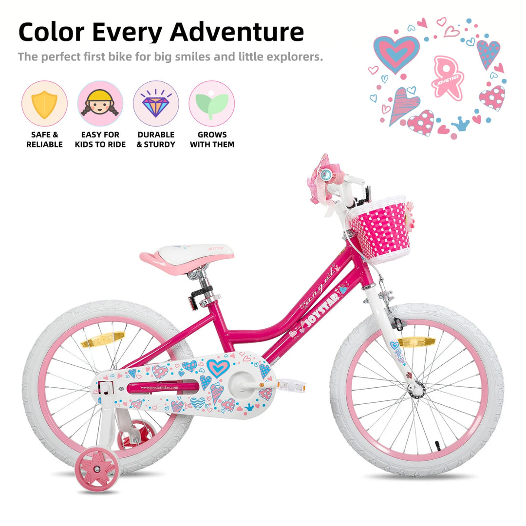 JOYSTAR Angel Girls Bike with Training Wheels & Basket