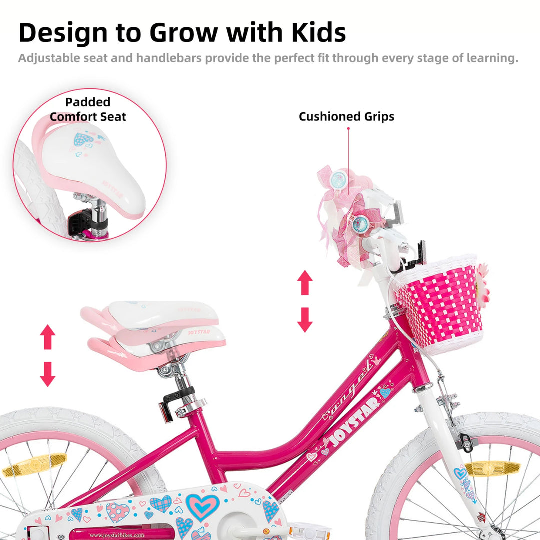 JOYSTAR Angel Girls Bike with Training Wheels & Basket