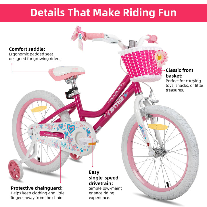 JOYSTAR Angel Girls Bike with Training Wheels & Basket
