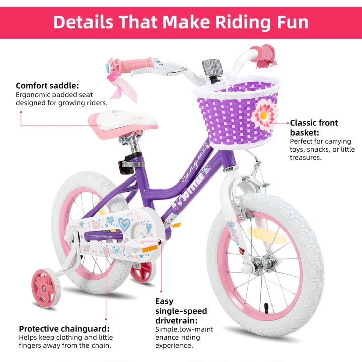 JOYSTAR Angel Girls Bike with Training Wheels & Basket