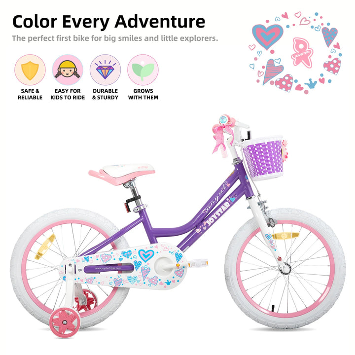 JOYSTAR Angel Girls Bike with Training Wheels & Basket