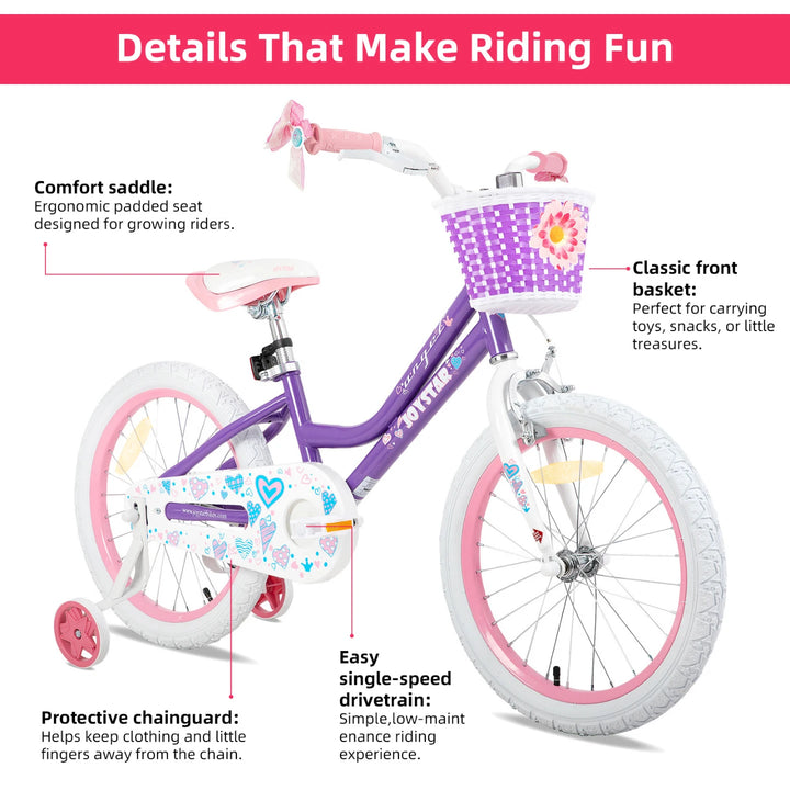 JOYSTAR Angel Girls Bike with Training Wheels & Basket