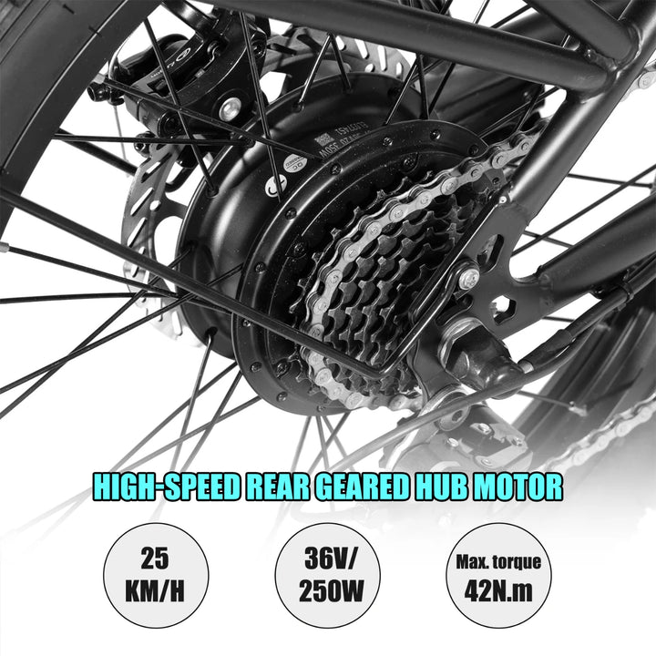 HILAND 20 Inch Electric Cargo Bike 250W Step-Thru Utility E-Bike
