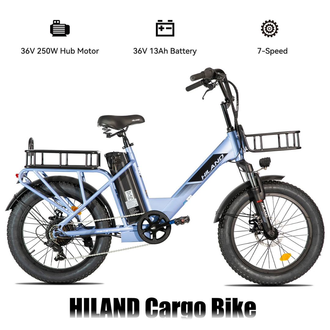 HILAND 20 Inch Electric Cargo Bike 250W Step-Thru Utility E-Bike