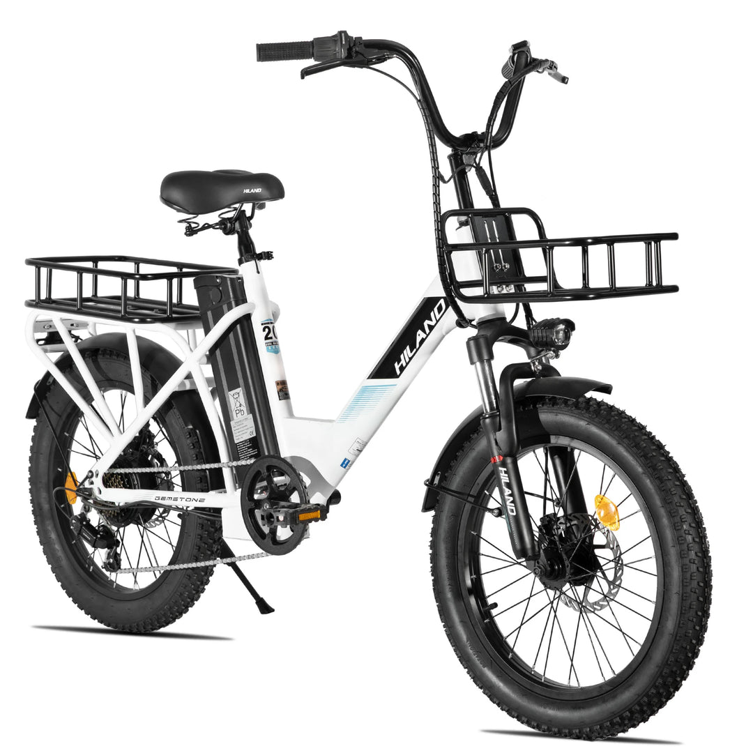 HILAND 20 Inch Electric Cargo Bike 250W Step-Thru Utility E-Bike