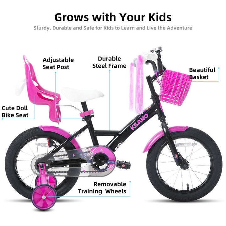KEANO Zinnia Girls Bike with Doll Seat